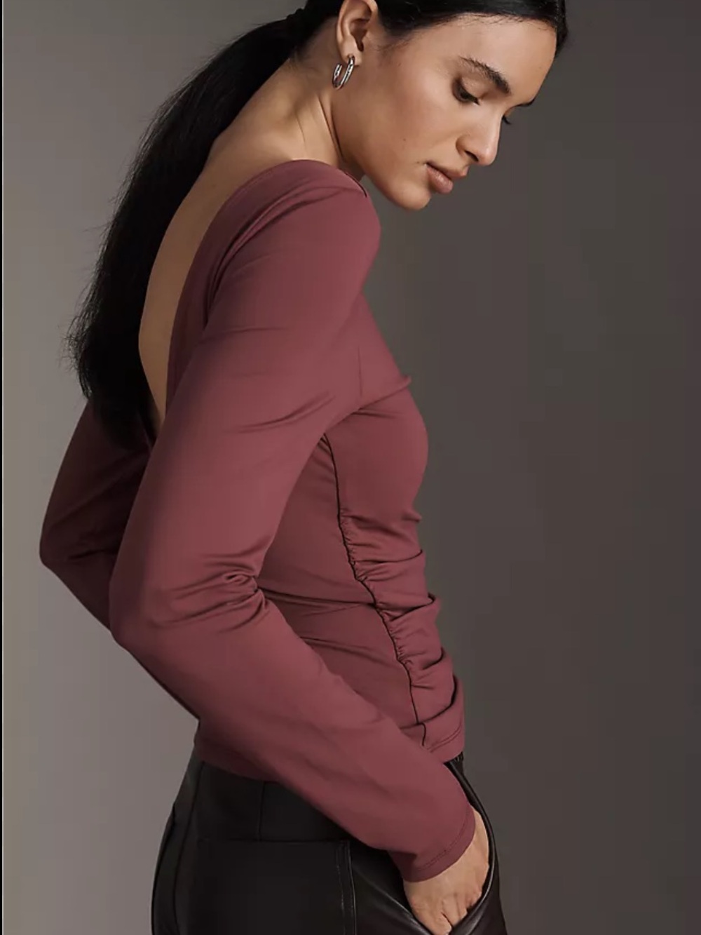Anthropologie Scooped-Back Long-Sleeve Top